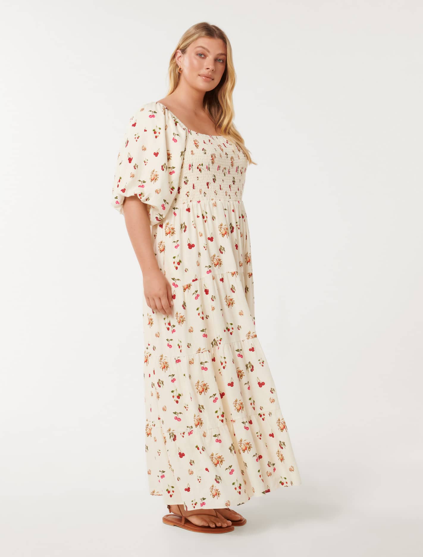Brynleigh Curve Shirred Midi Dress Paola Tropical