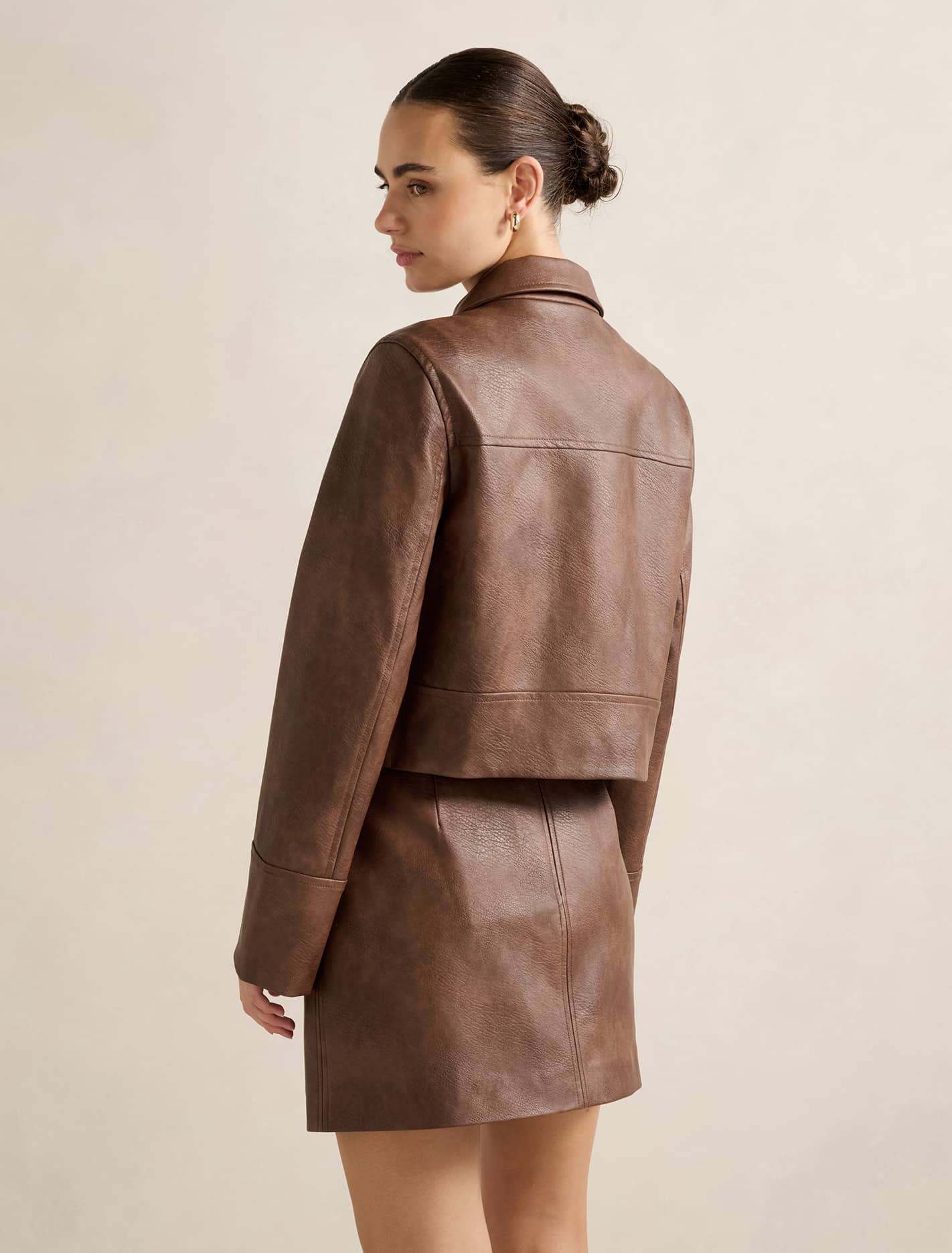 Wren Vegan Leather Jacket Walnut Set