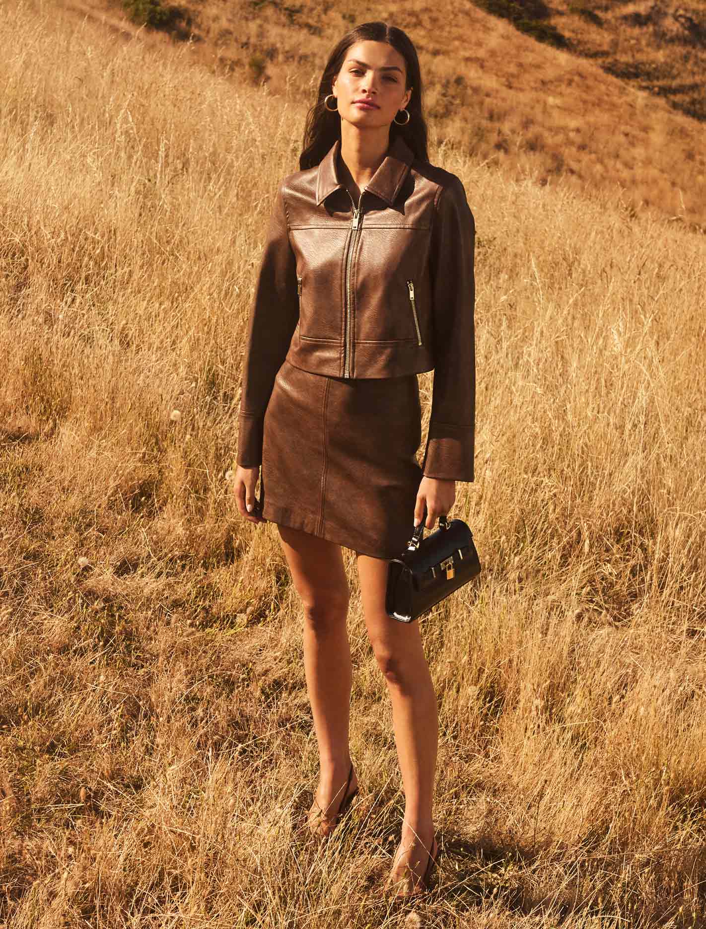 Wren Vegan Leather Jacket Walnut Set