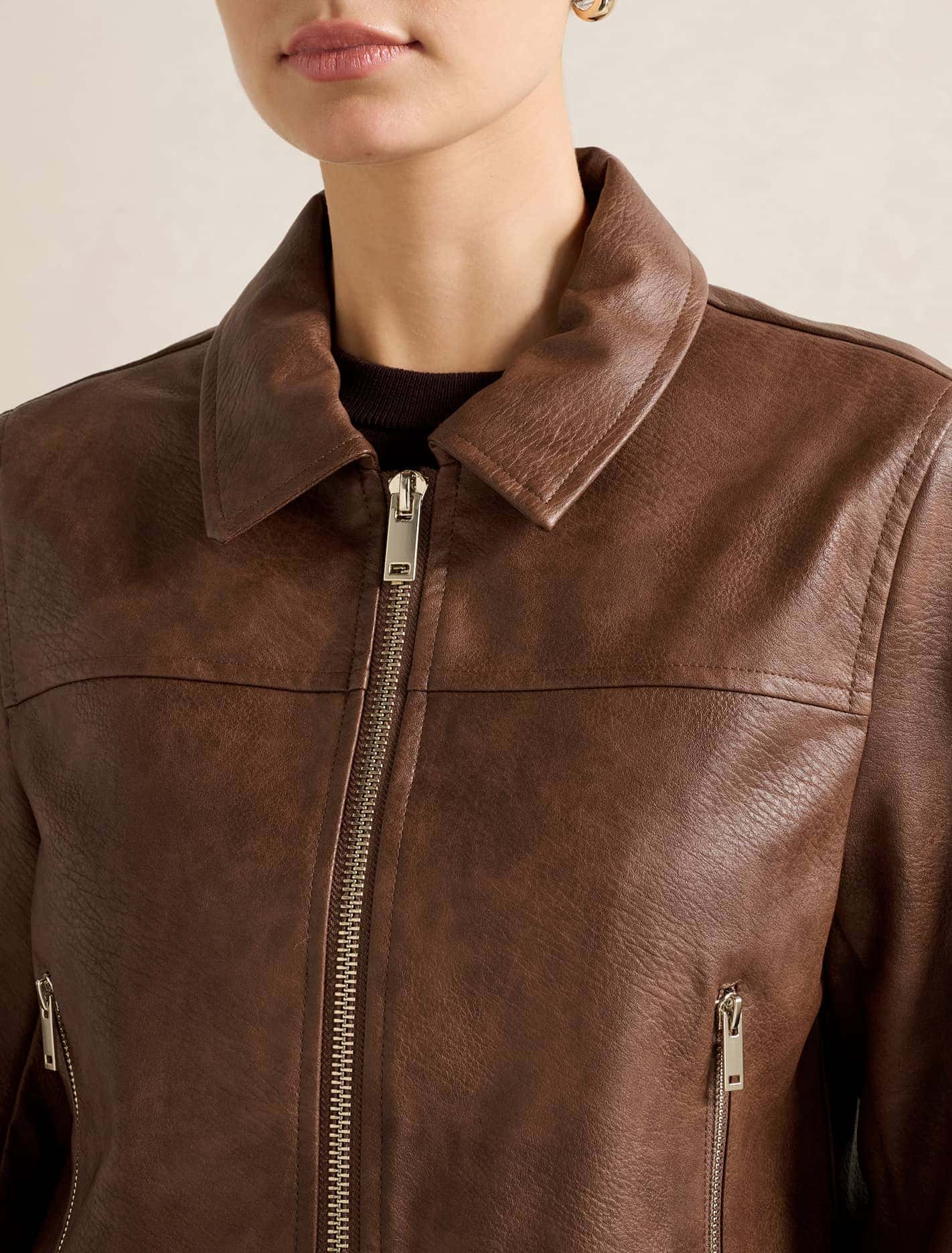 Wren Vegan Leather Jacket Walnut Set