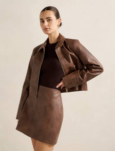 Wren Vegan Leather Jacket Walnut Set