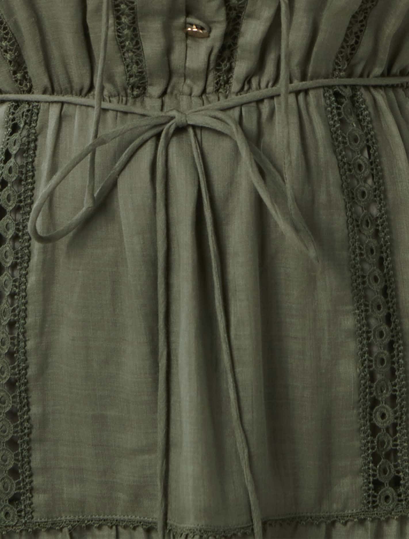 Sarah Curve Trim Mini Dress Dark Olive