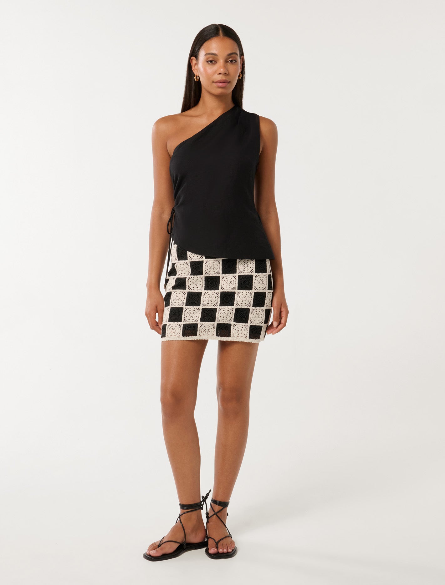 Winona Crochet Mini Skirt Black / Cream