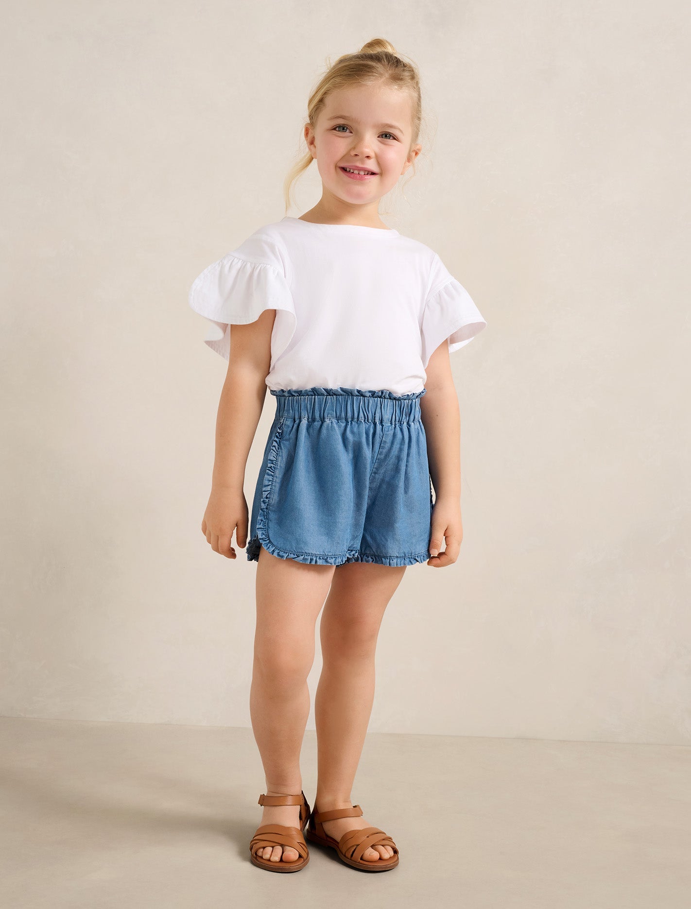 Hazel Paperbag Girls Short Sun Bleached Blue