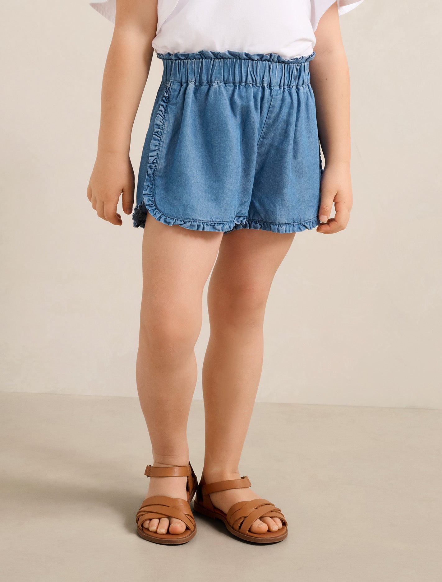 Hazel Paperbag Girls Short Sun Bleached Blue