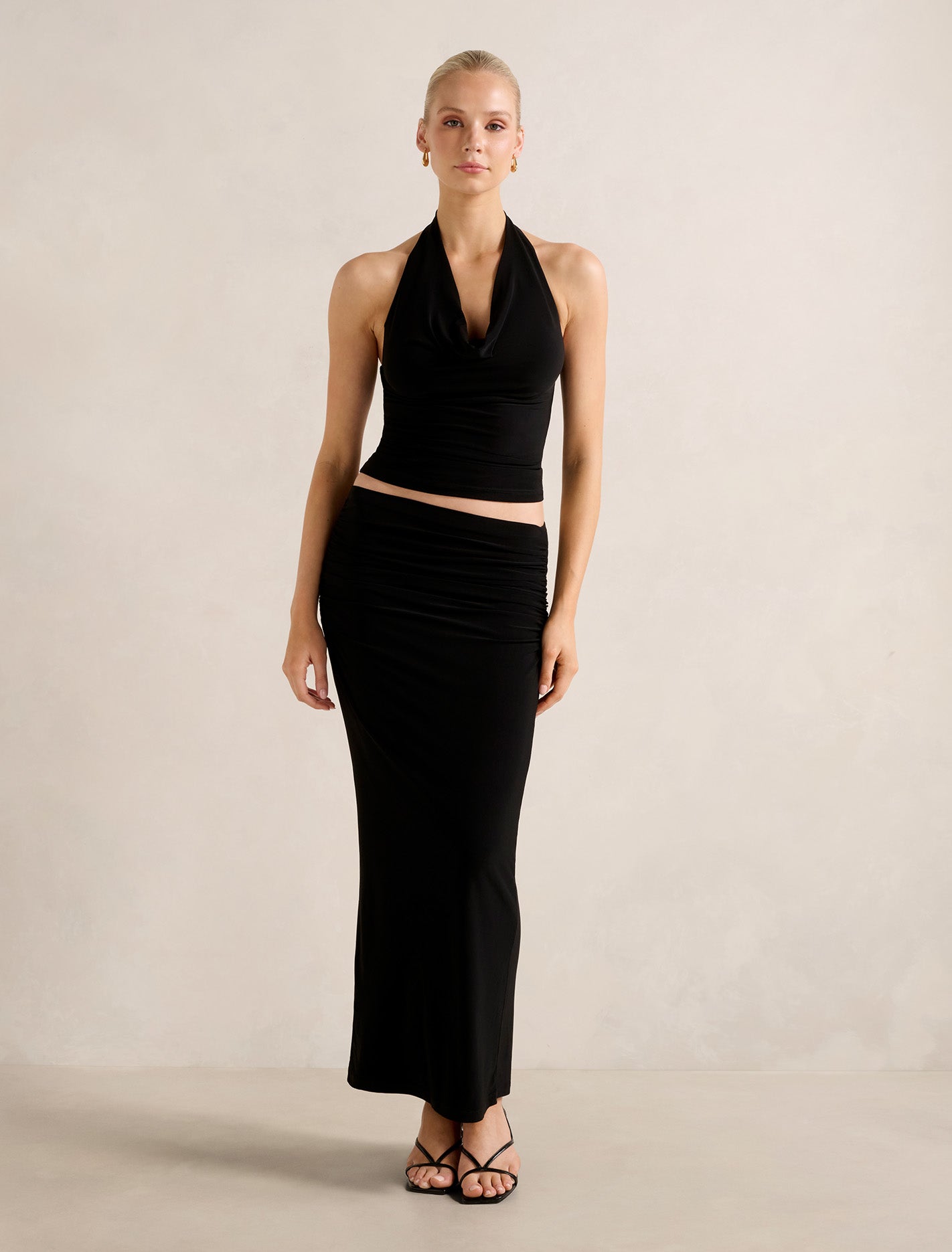 Jazelle Jersey Maxi Skirt Black Co-Ord