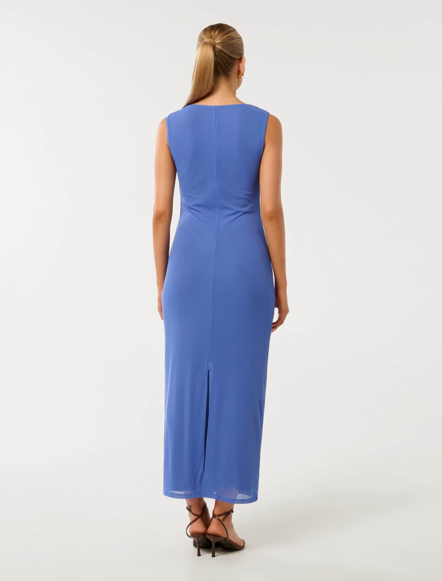 Ally Sleeveless Mesh Midi Dress Wedgewood