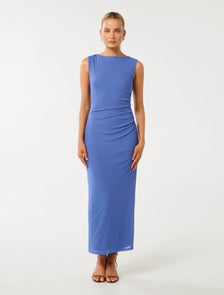 Ally Sleeveless Mesh Midi Dress Wedgewood