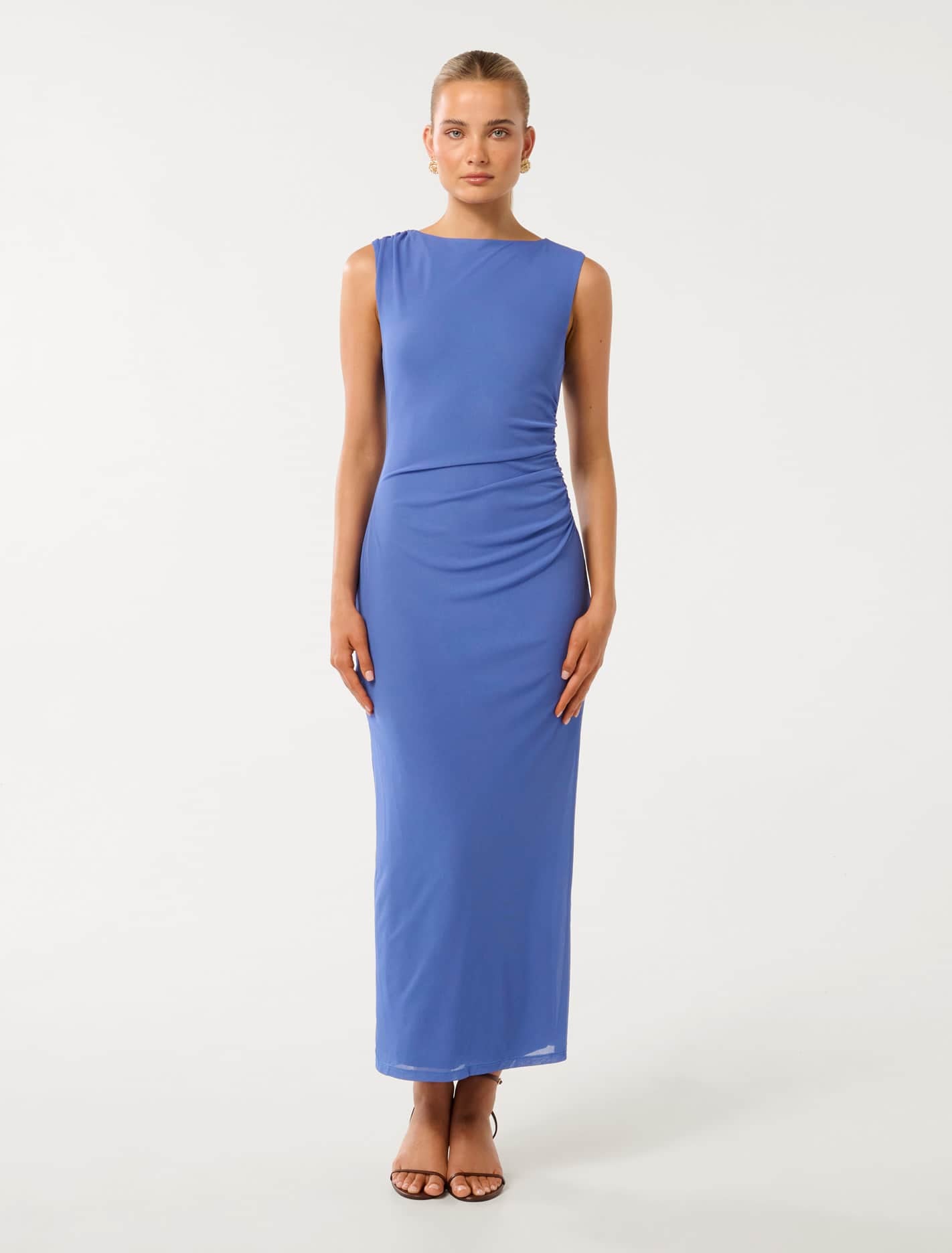 Ally Sleeveless Mesh Midi Dress Wedgewood