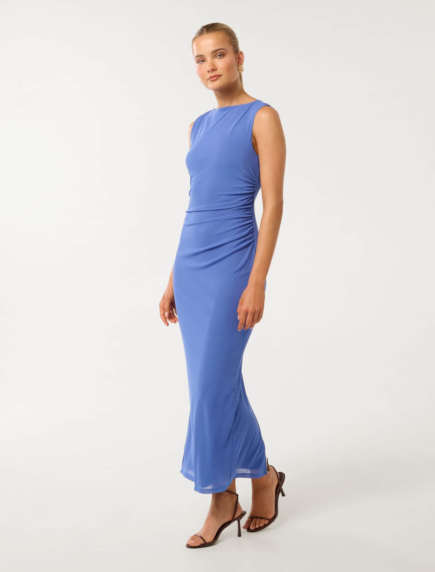 Ally Sleeveless Mesh Midi Dress Wedgewood