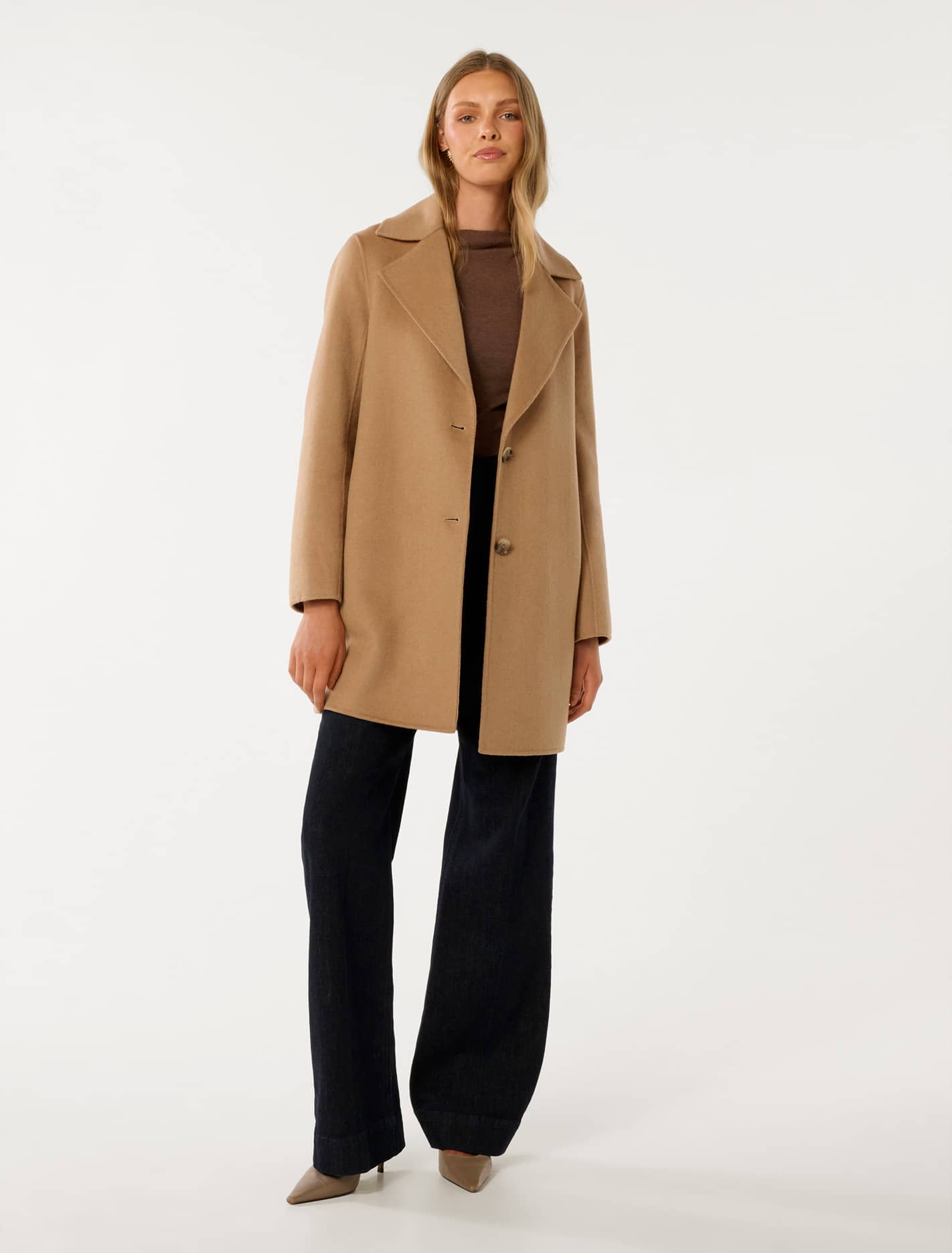 Madi Felled Mid-Length Coat Camel Marle