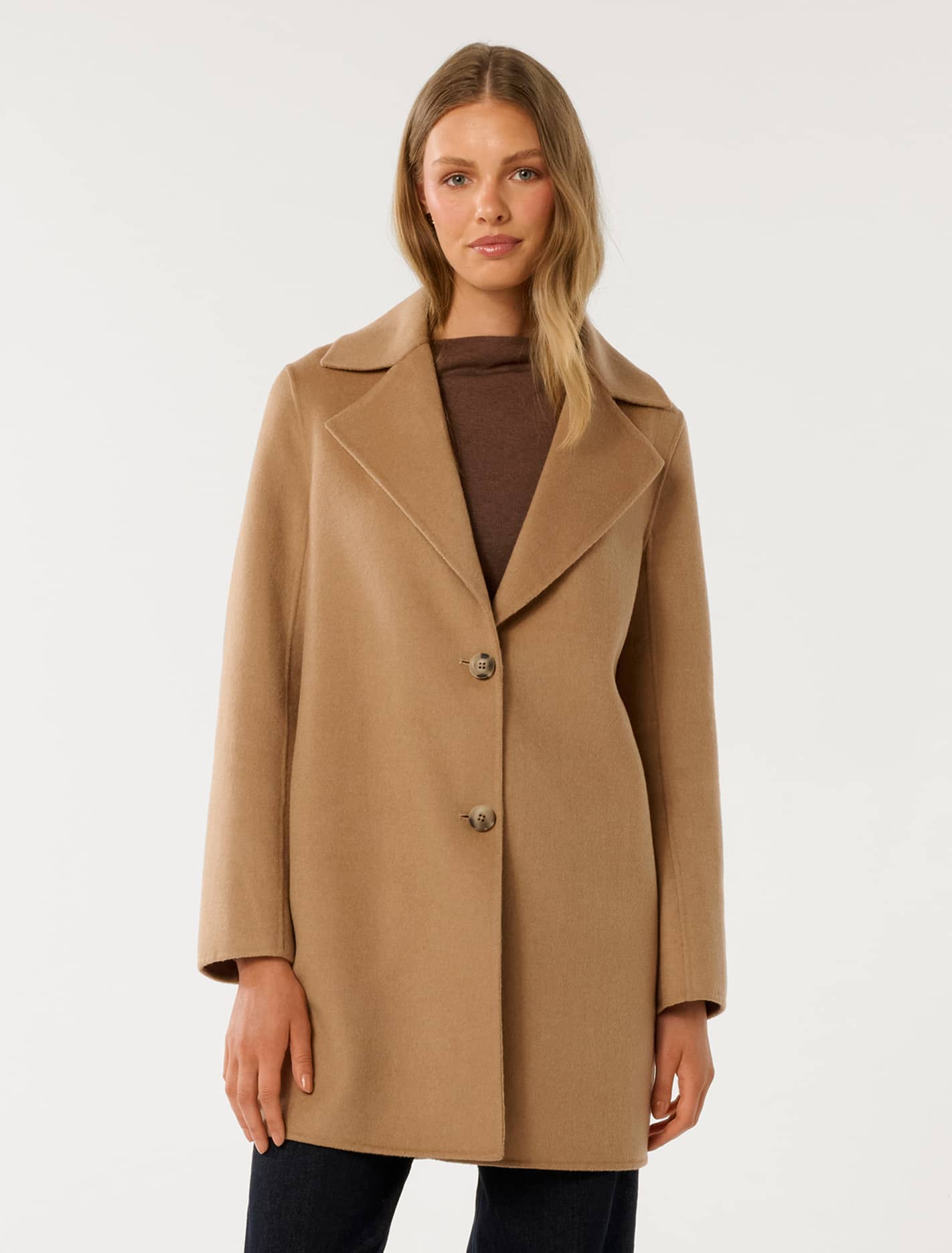 Madi Felled Mid-Length Coat Camel Marle