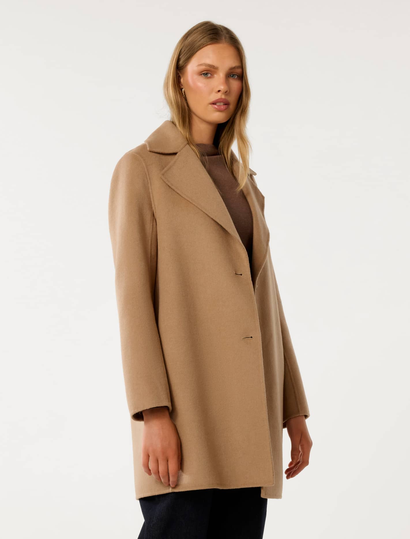 Madi Felled Mid-Length Coat Camel Marle