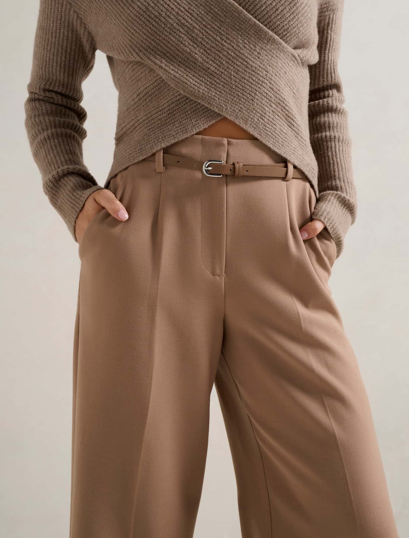 Chantelle Belted Wide Leg Pants Fawn