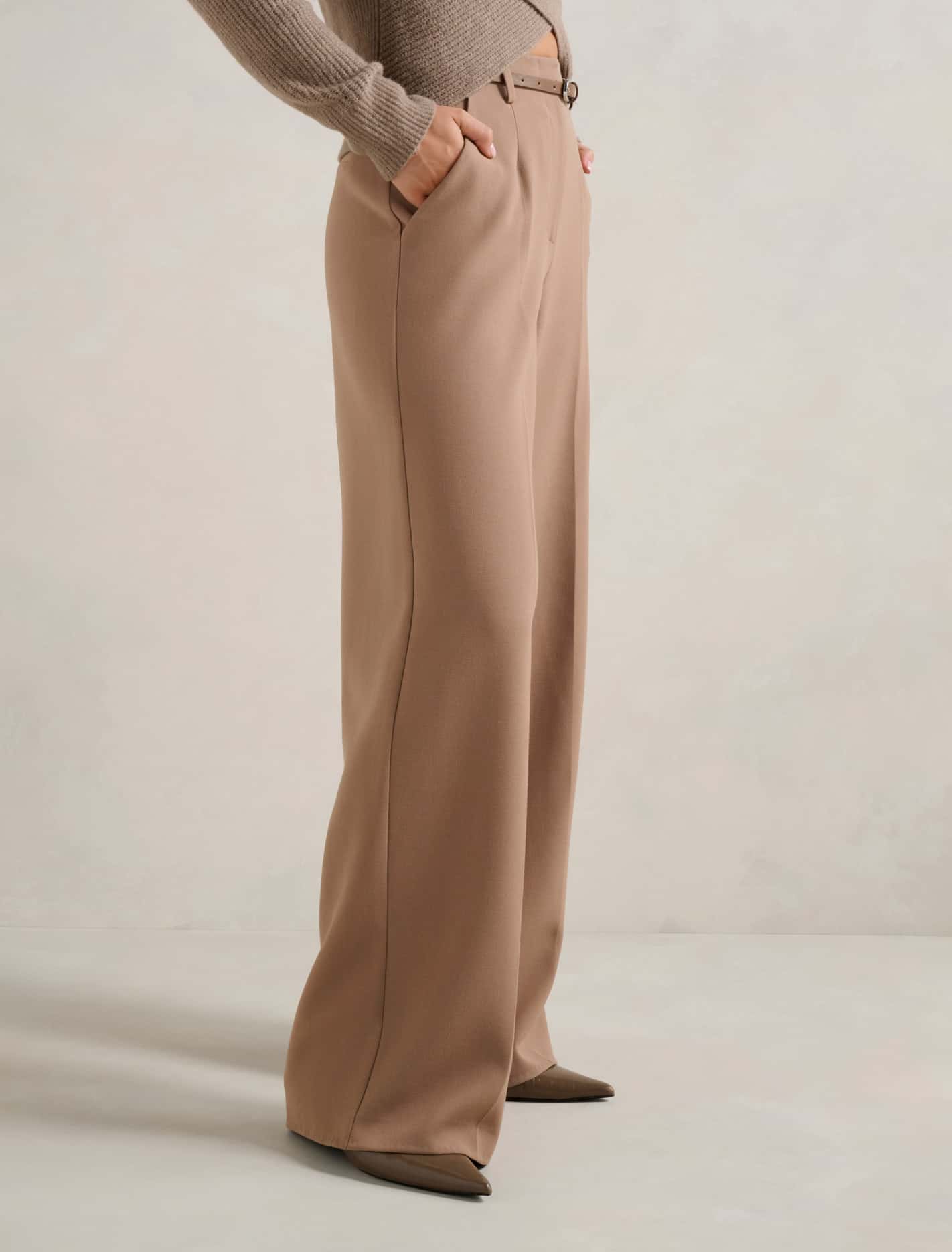 Chantelle Belted Wide Leg Pants Fawn