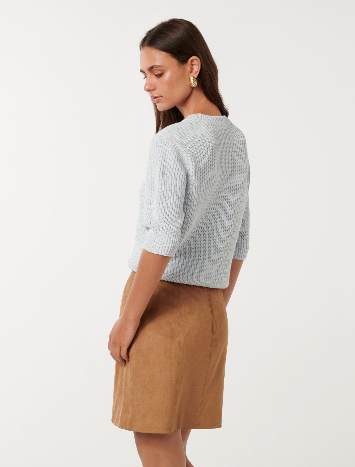 Eryn Knitted Tee Dusty Blue
