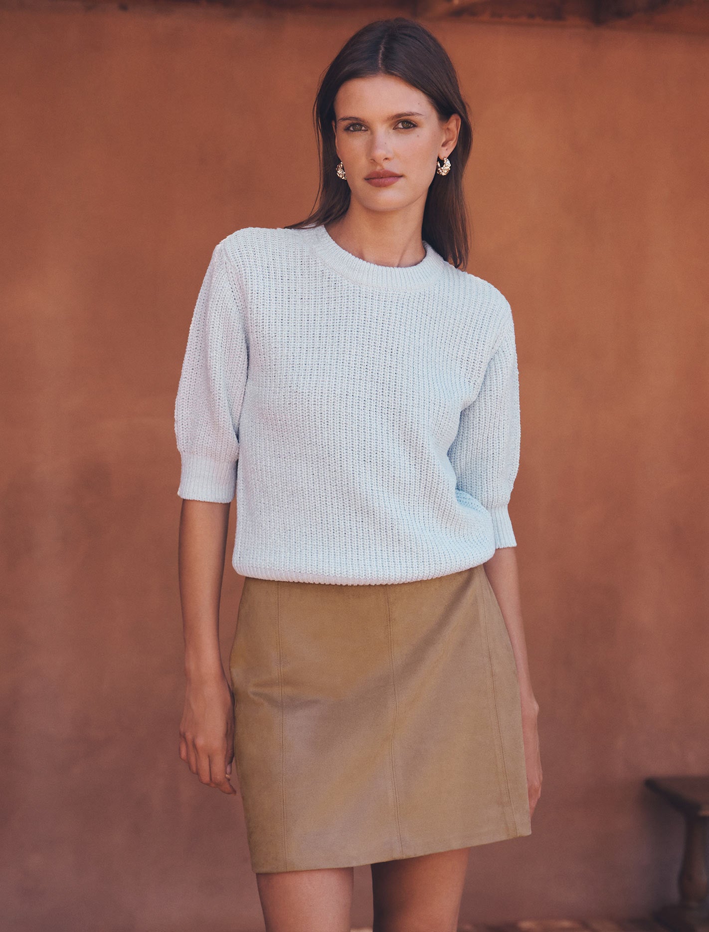 Eryn Knitted Tee Dusty Blue