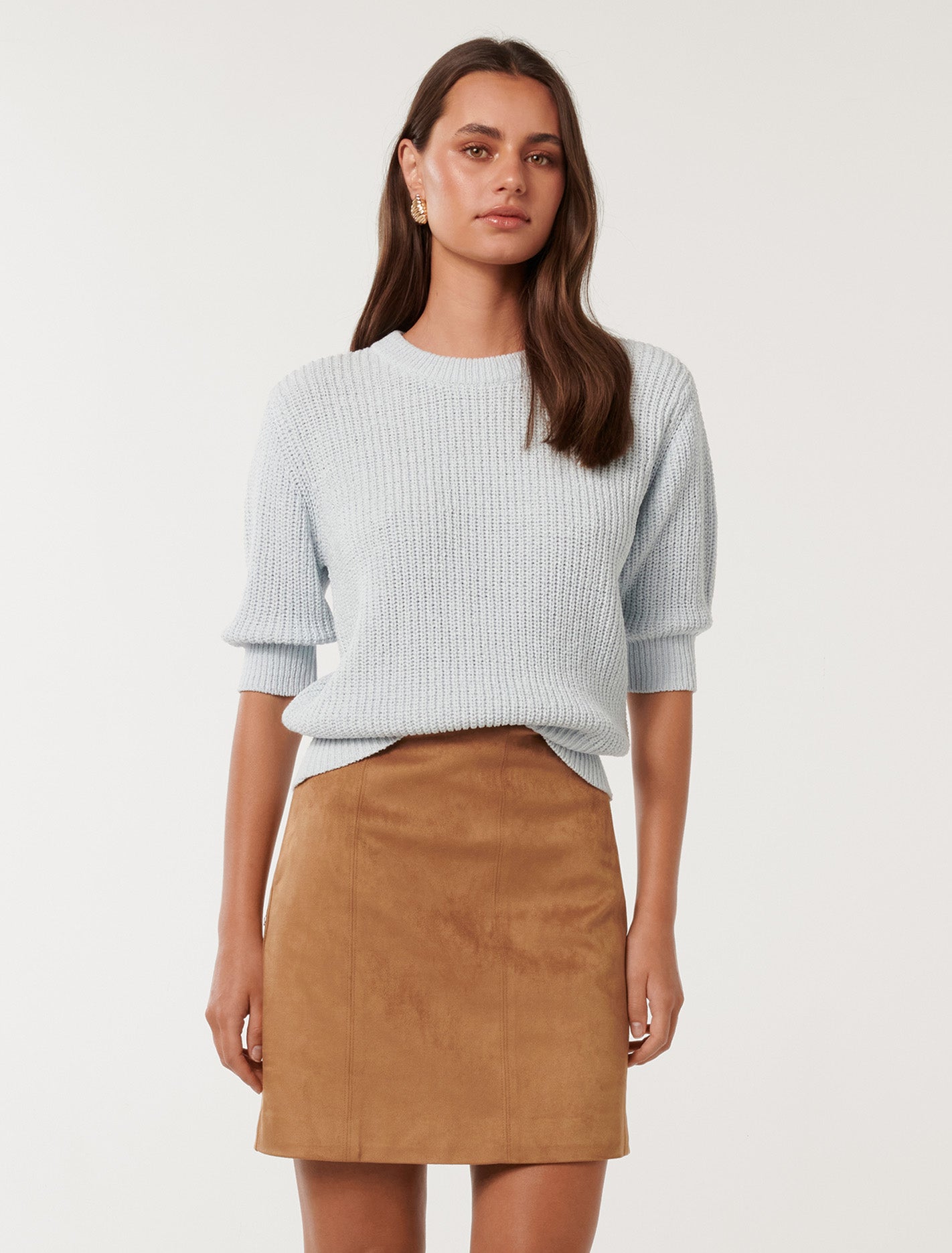 Eryn Knitted Tee Dusty Blue