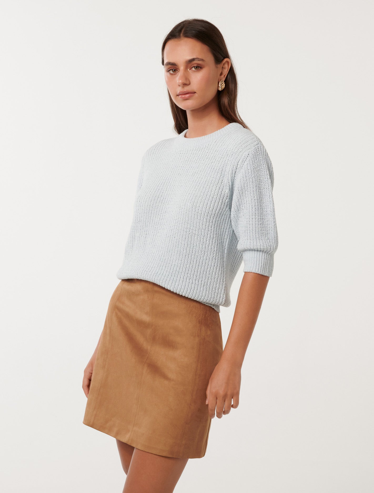 Eryn Knitted Tee Dusty Blue
