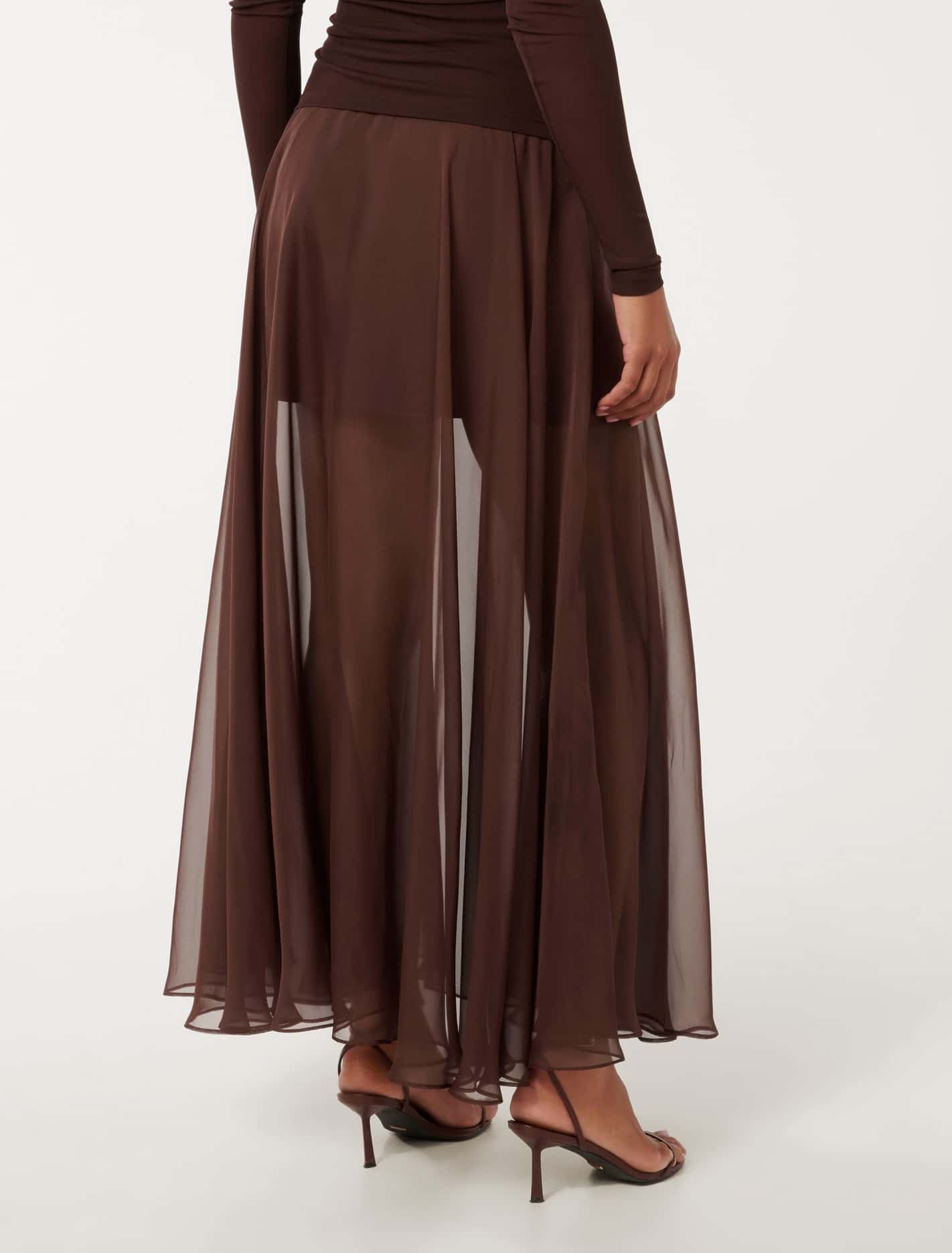 Lisette Sheer Maxi Skirt Bitter Chocolate