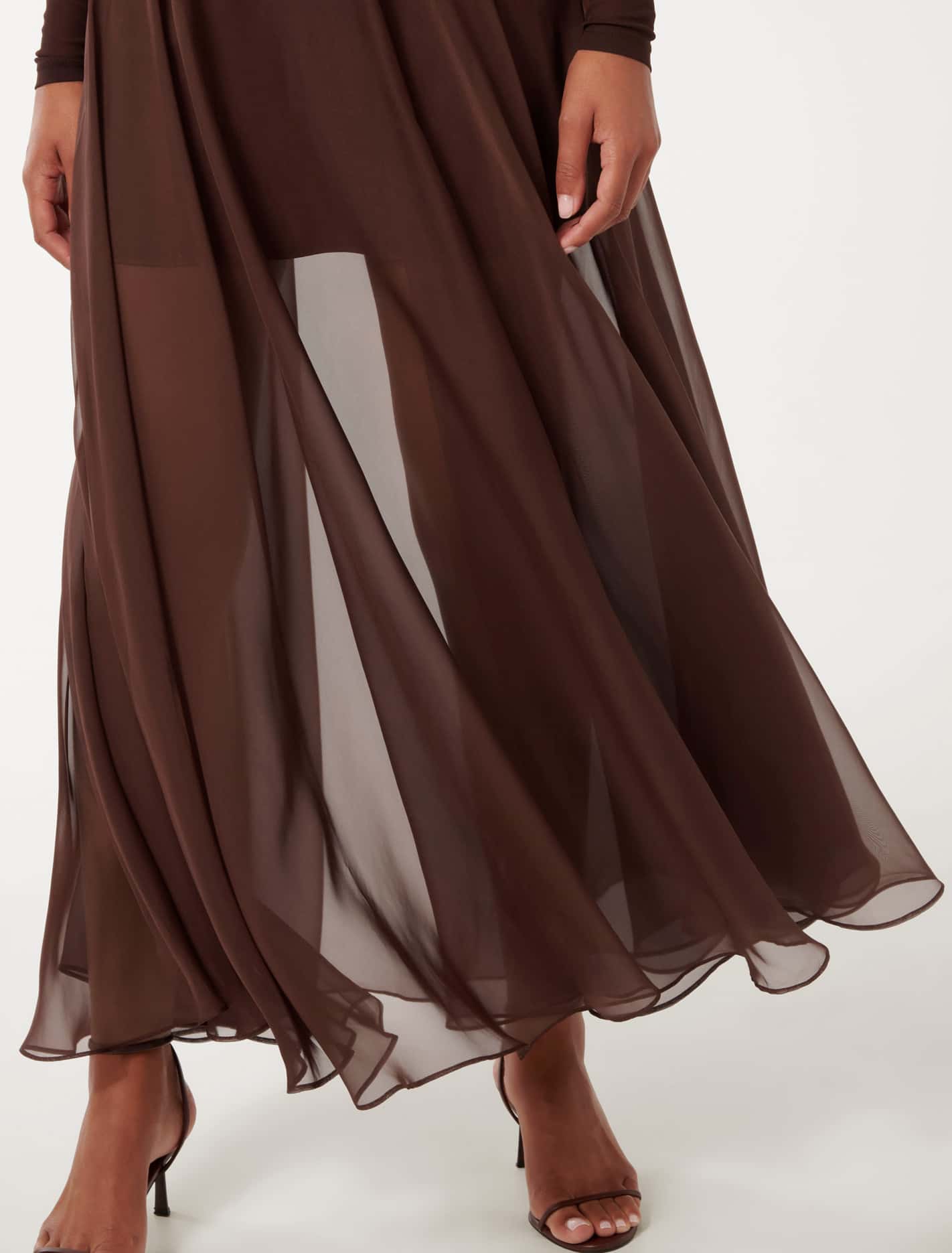 Lisette Sheer Maxi Skirt Bitter Chocolate