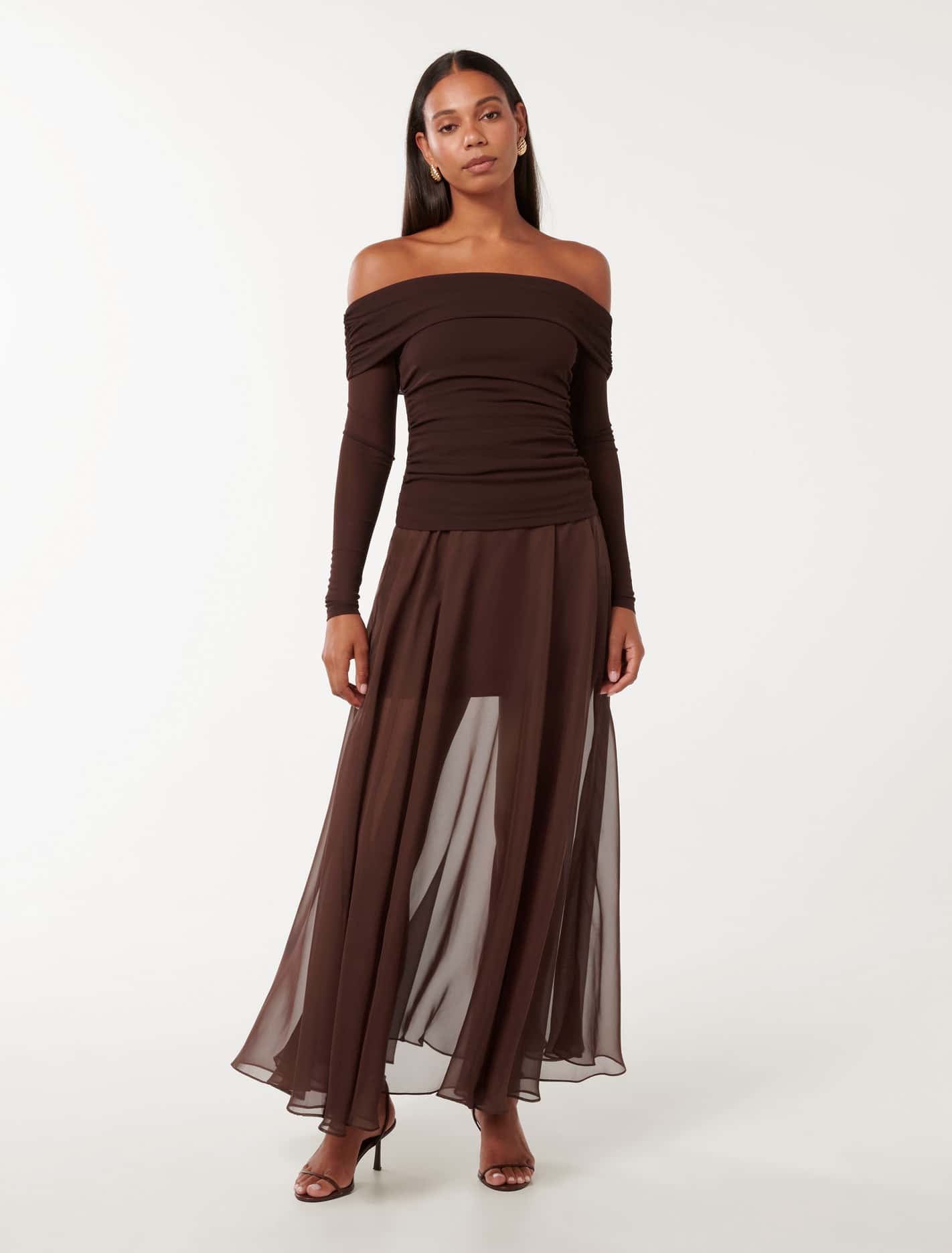Lisette Sheer Maxi Skirt Bitter Chocolate