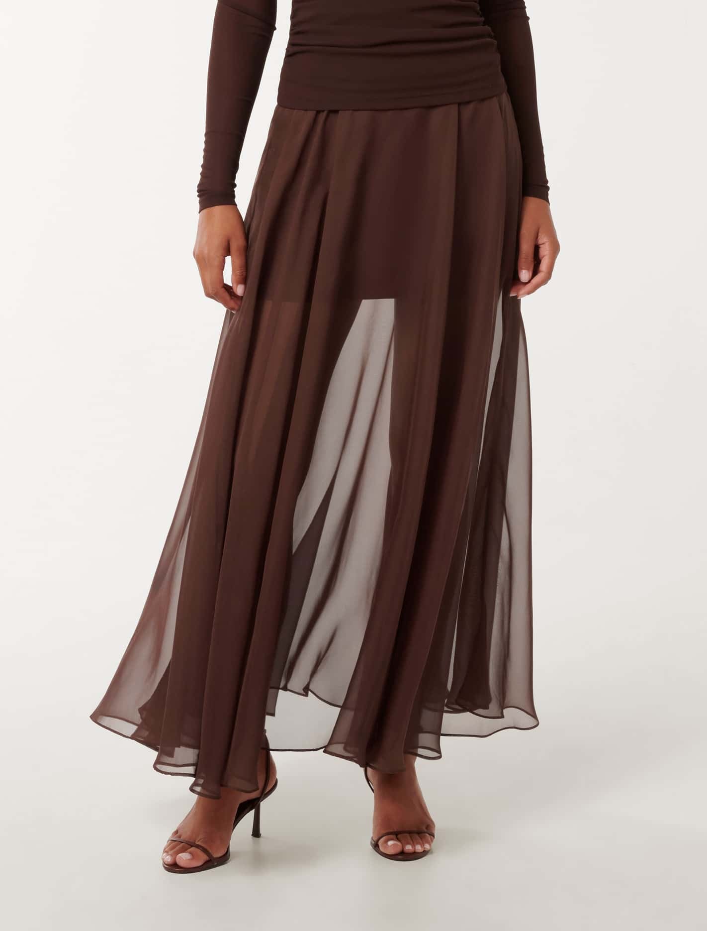 Lisette Sheer Maxi Skirt Bitter Chocolate