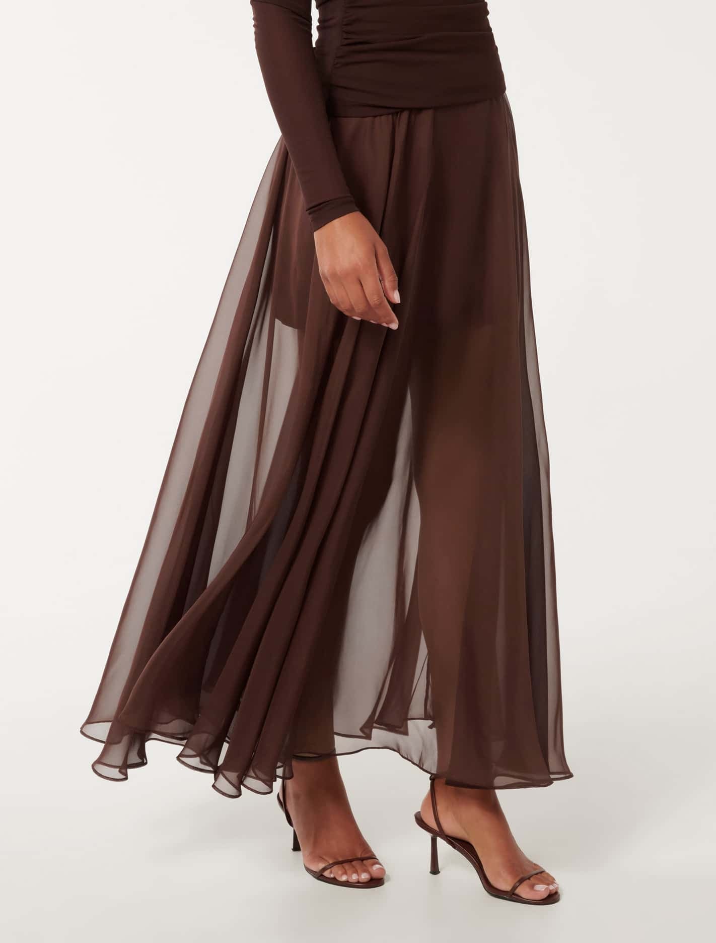 Lisette Sheer Maxi Skirt Bitter Chocolate