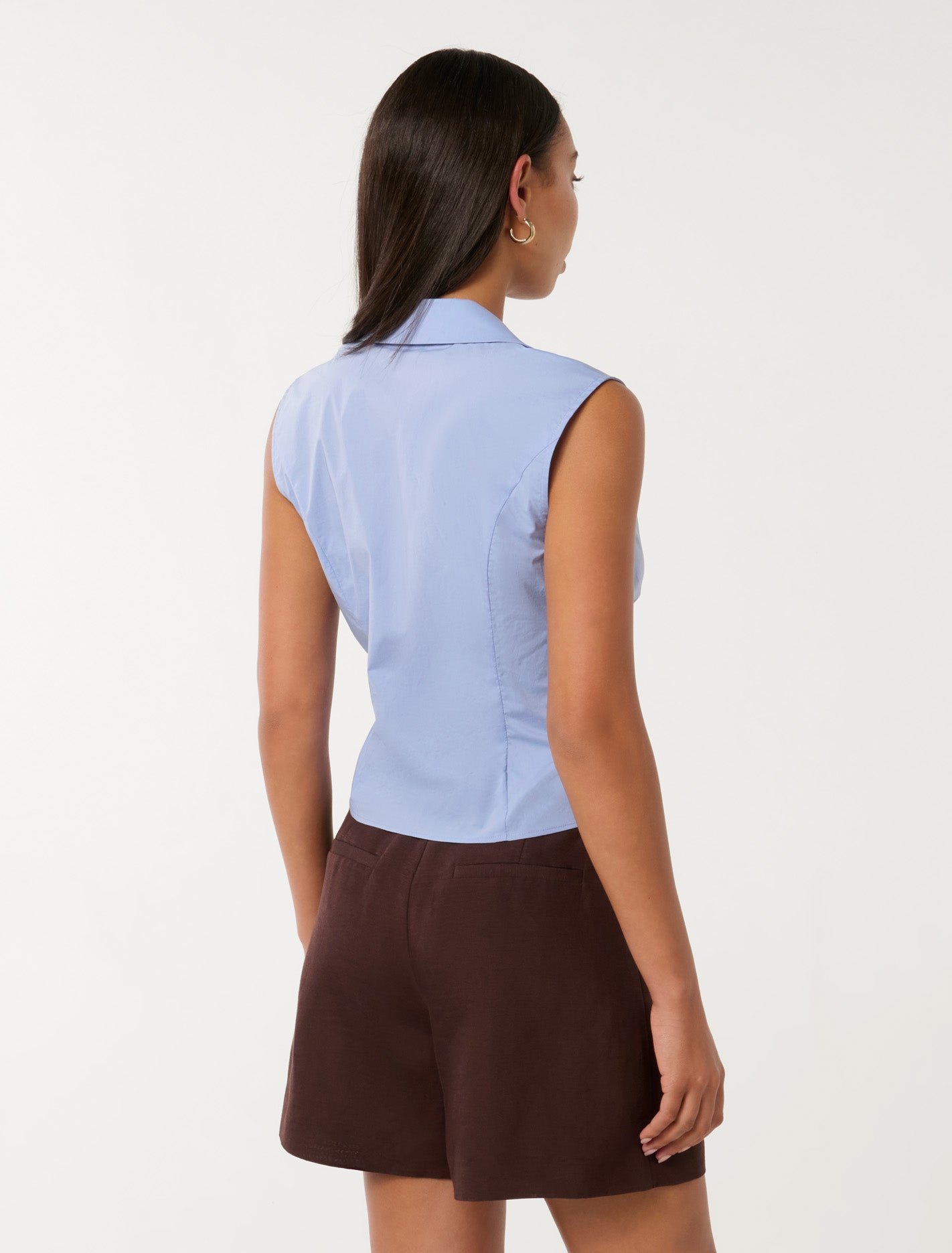 Stella Cotton Ruched Top Sweet Blue
