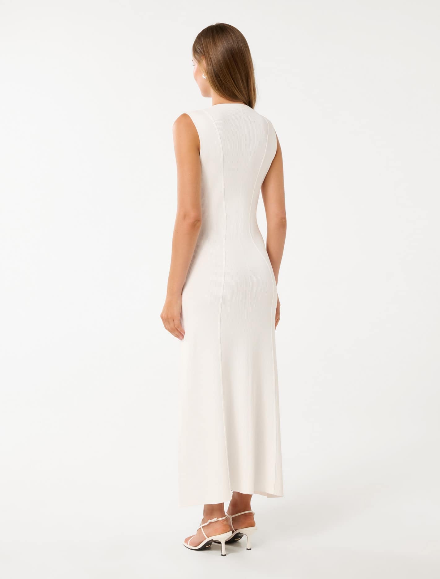 Maddie Zip Detail Midi Dress Porcelain