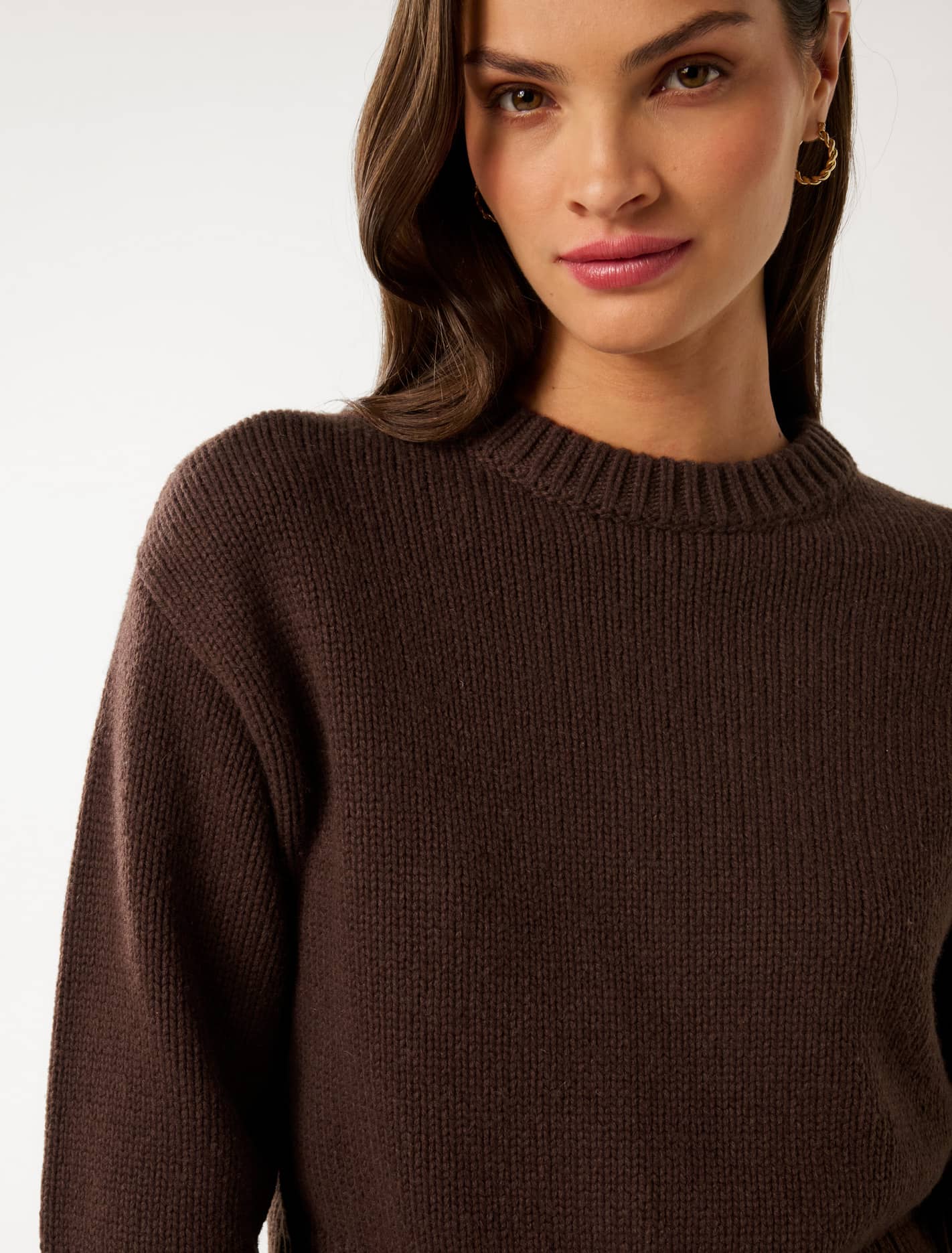 Matilda Knitted Crew-Neck Jumper Shadow Brown
