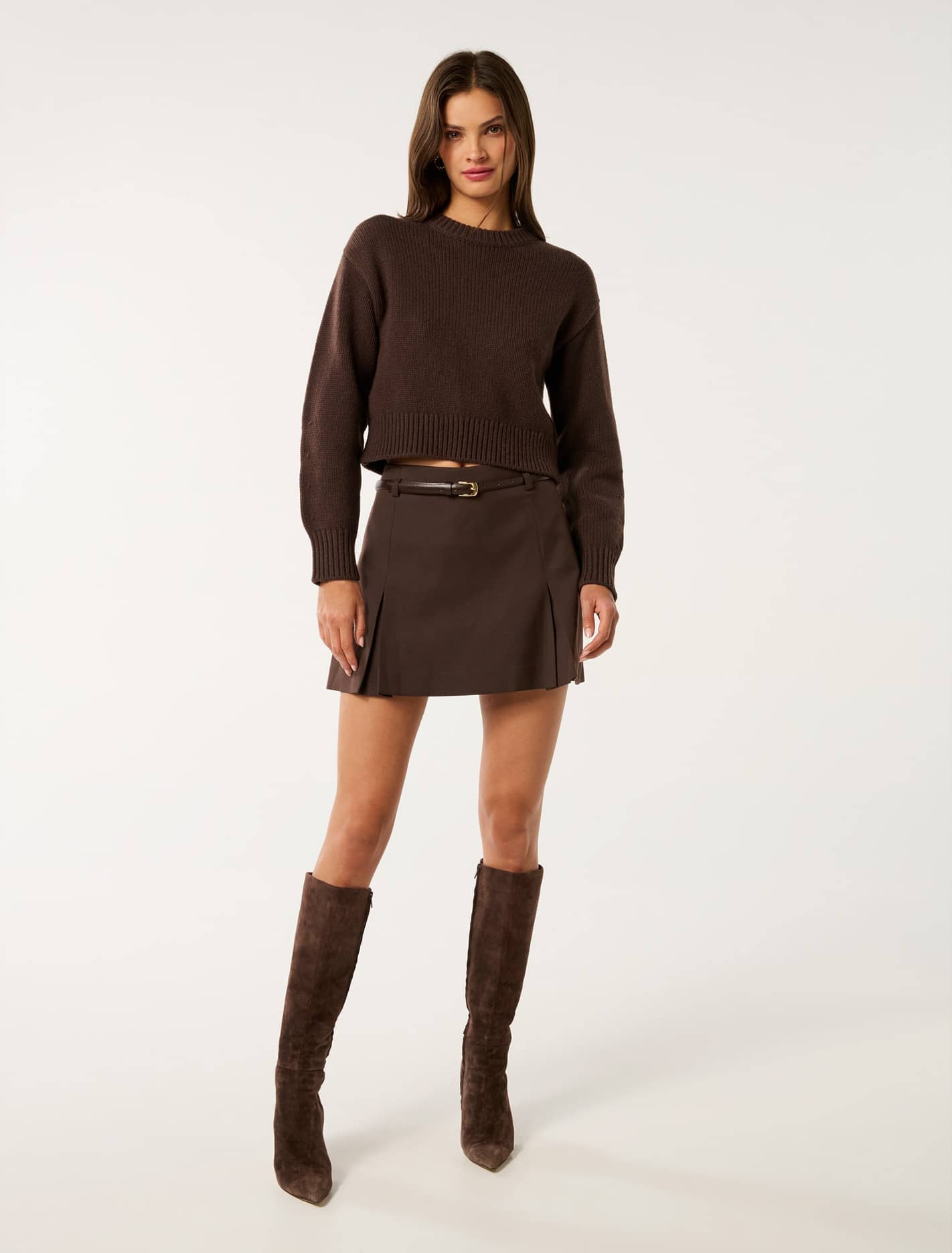 Matilda Knitted Crew-Neck Jumper Shadow Brown
