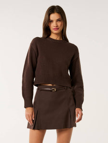 Matilda Knitted Crew-Neck Jumper Shadow Brown