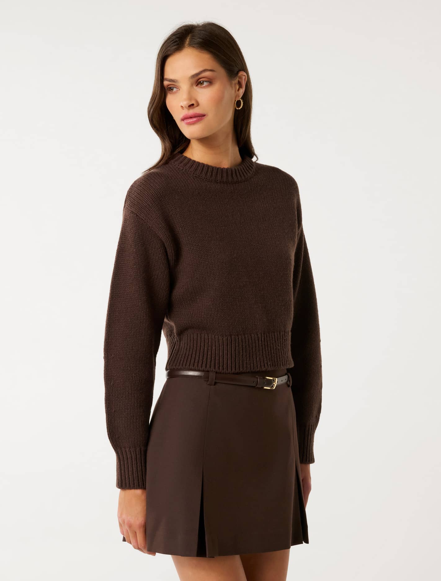 Matilda Knitted Crew-Neck Jumper Shadow Brown