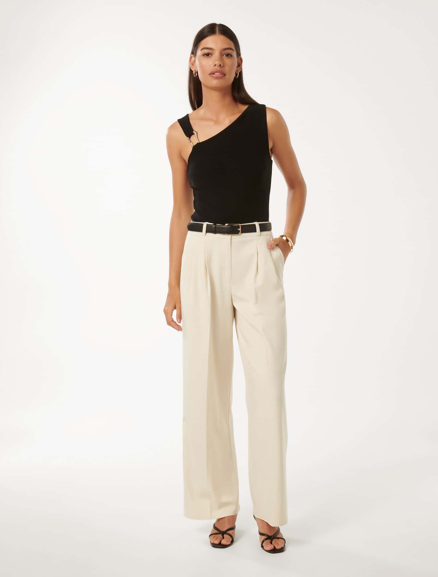 Helene Hardware Detail Crepe Tank Black