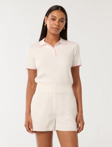 Polly Rib Polo Knit Top Porcelain/Pink
