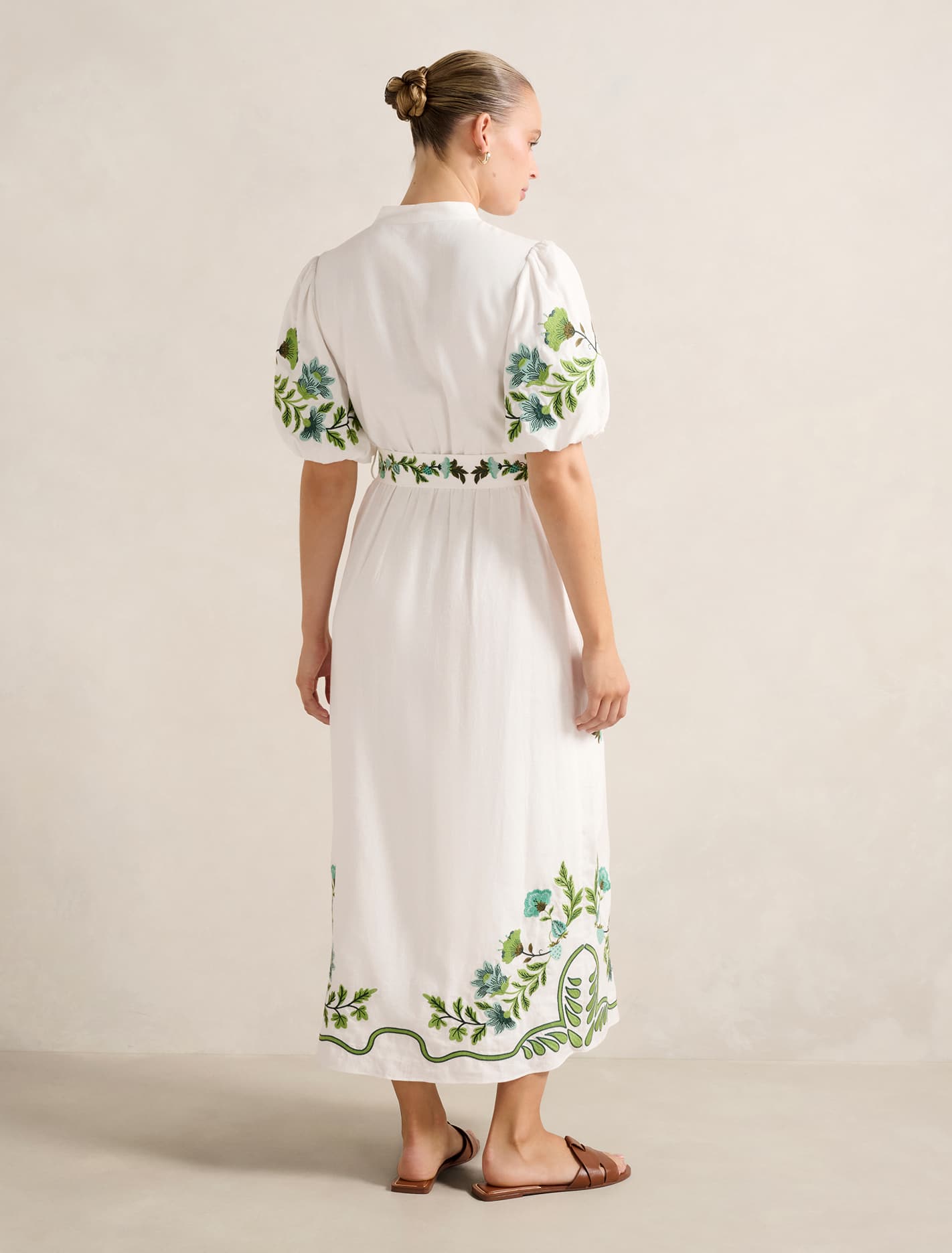 Beth Embroidered Shirt Dress Green Livia Floral