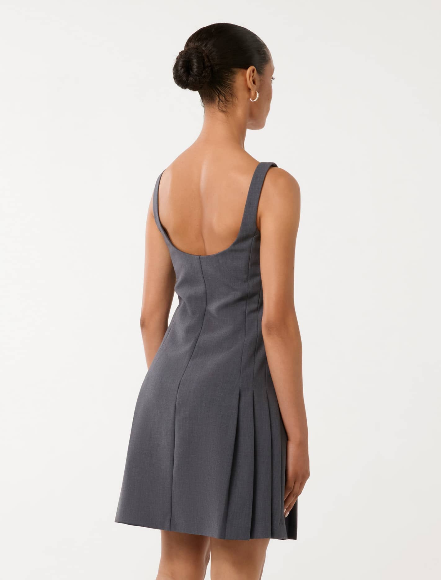 Eada Petite Pleated Mini Dress Grey Marle Co-ord
