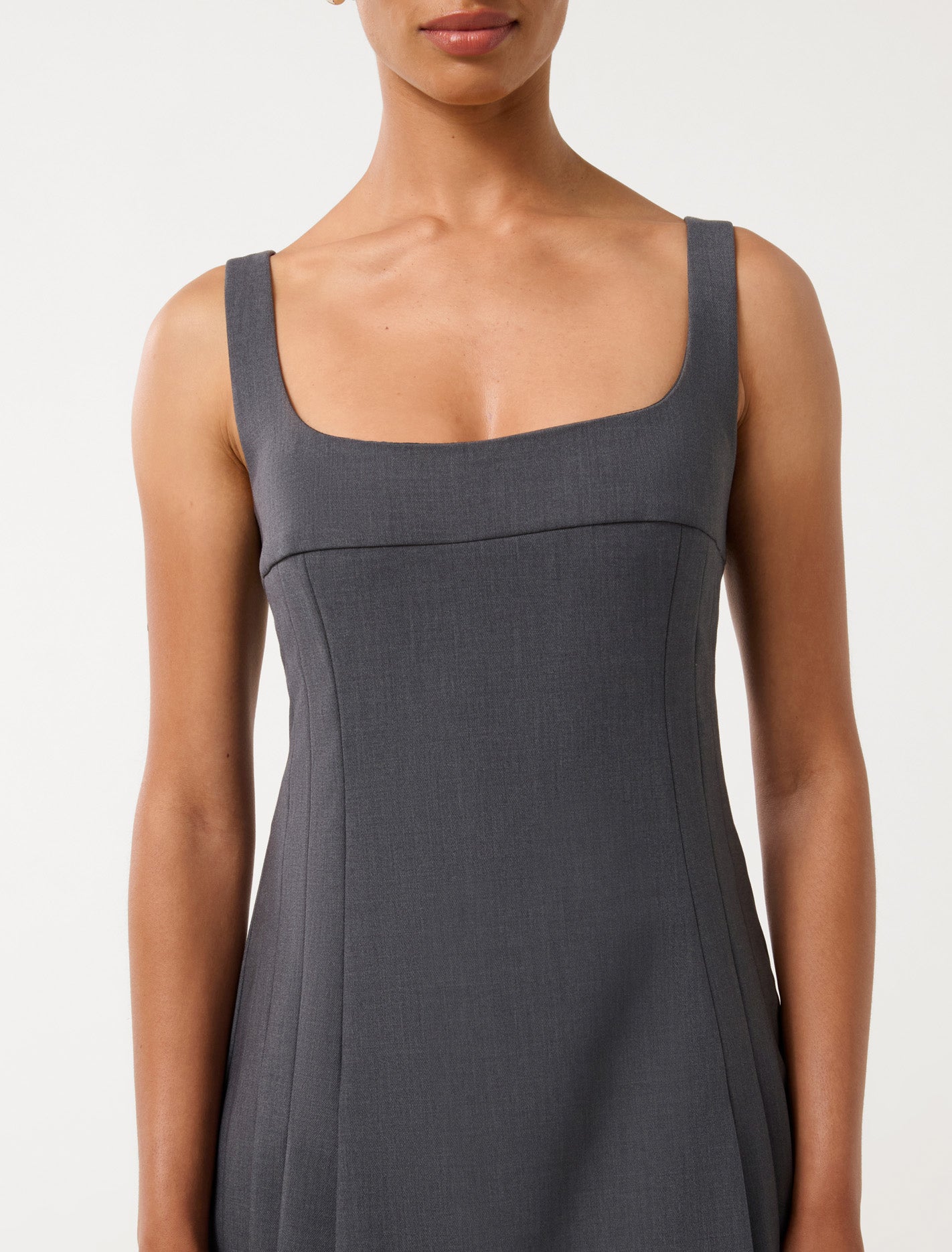 Eada Petite Pleated Mini Dress Grey Marle Co-ord