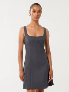 Eada Petite Pleated Mini Dress Grey Marle Co-ord