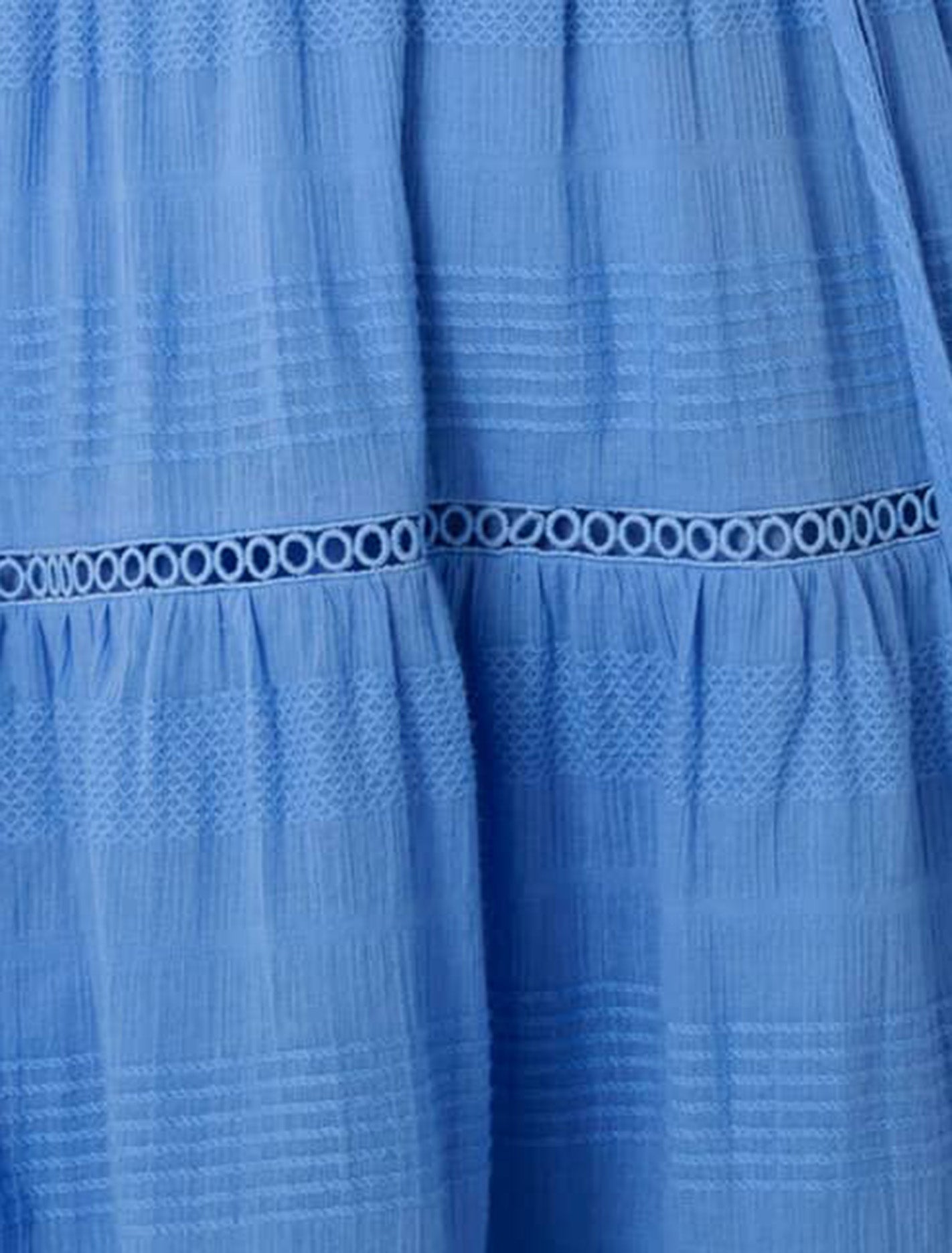 Raini Long-Sleeve Cotton Mini Dress Blue Lake