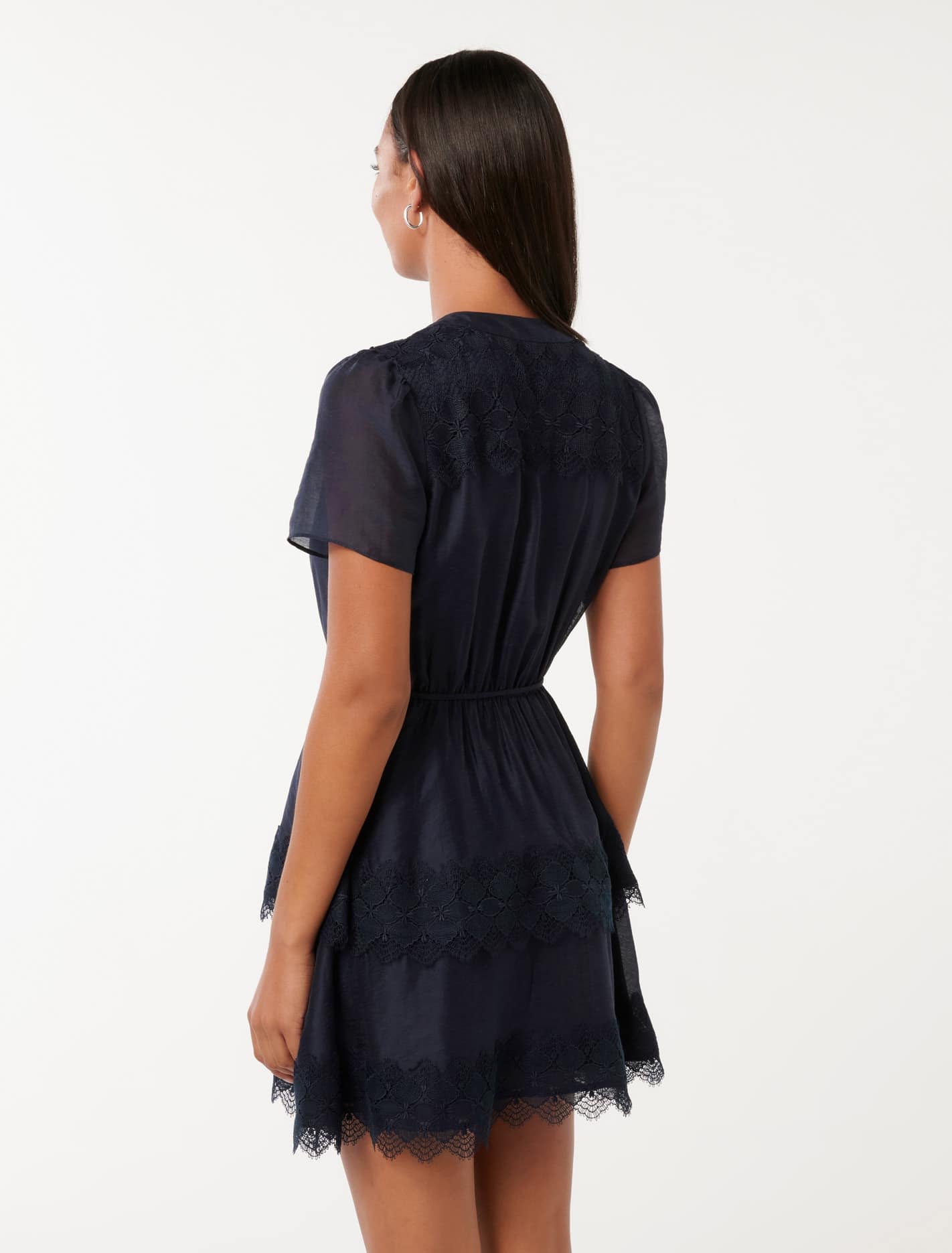 Emmy Lace Trim Mini Dress Navy