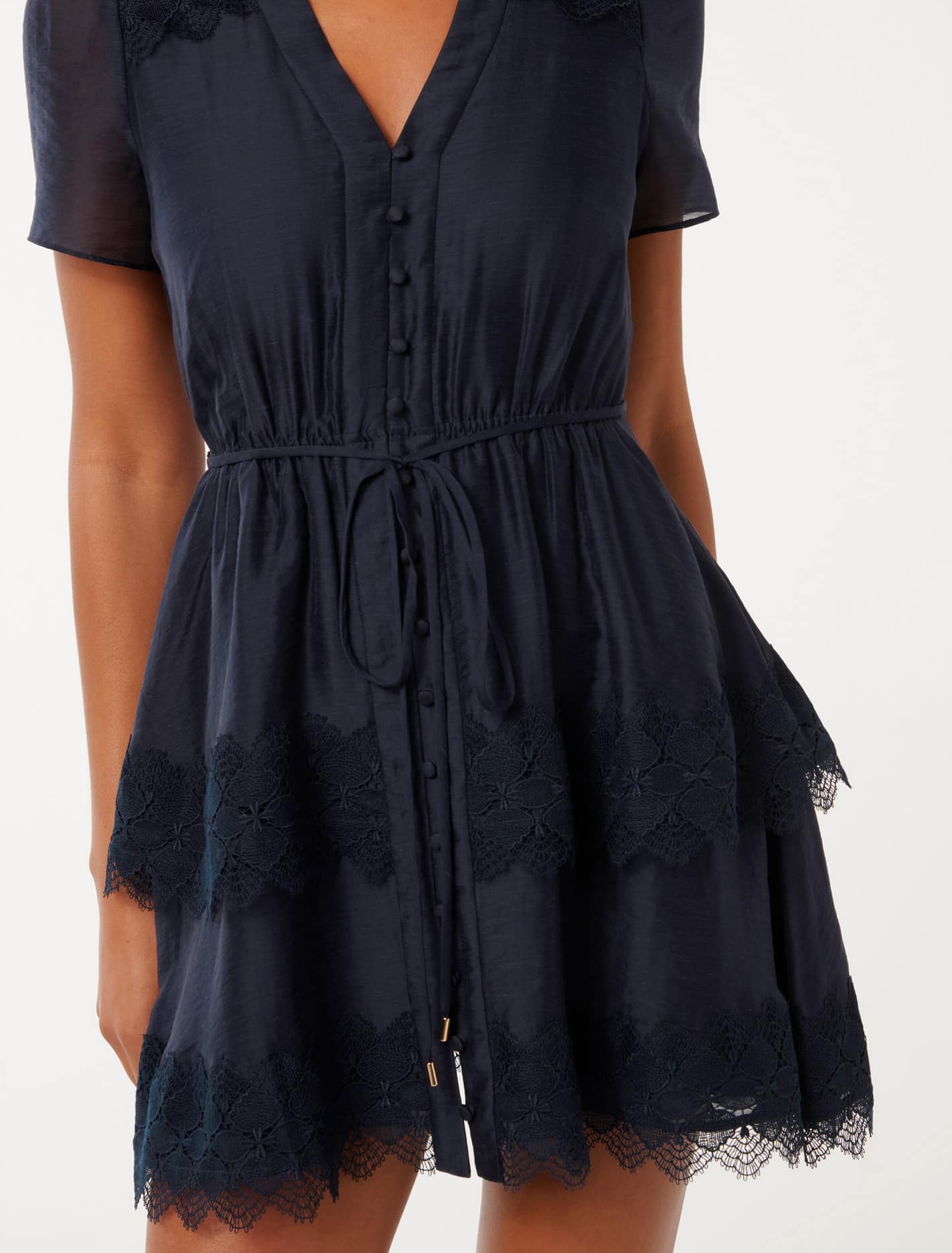 Emmy Lace Trim Mini Dress Navy
