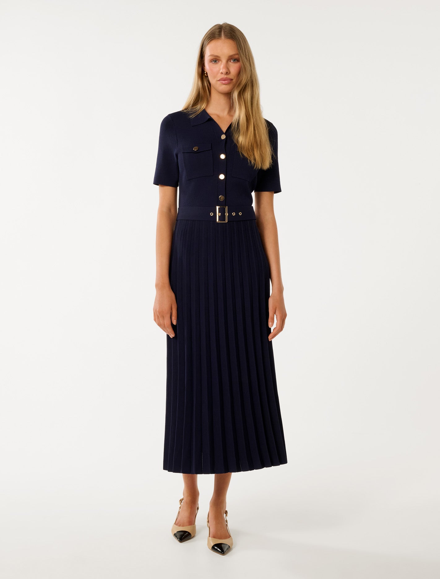 Gigi Utility Midi Knit Dress Navy
