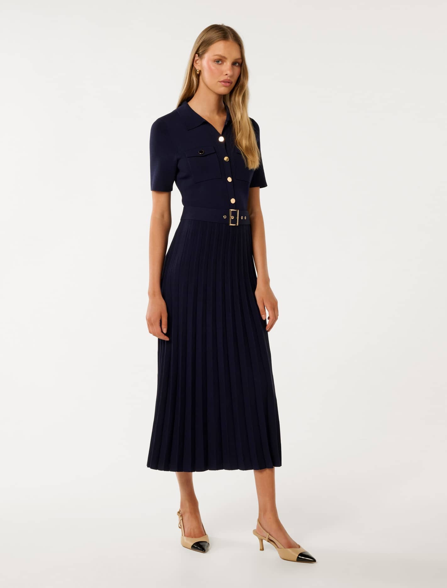 Gigi Utility Midi Knit Dress Navy