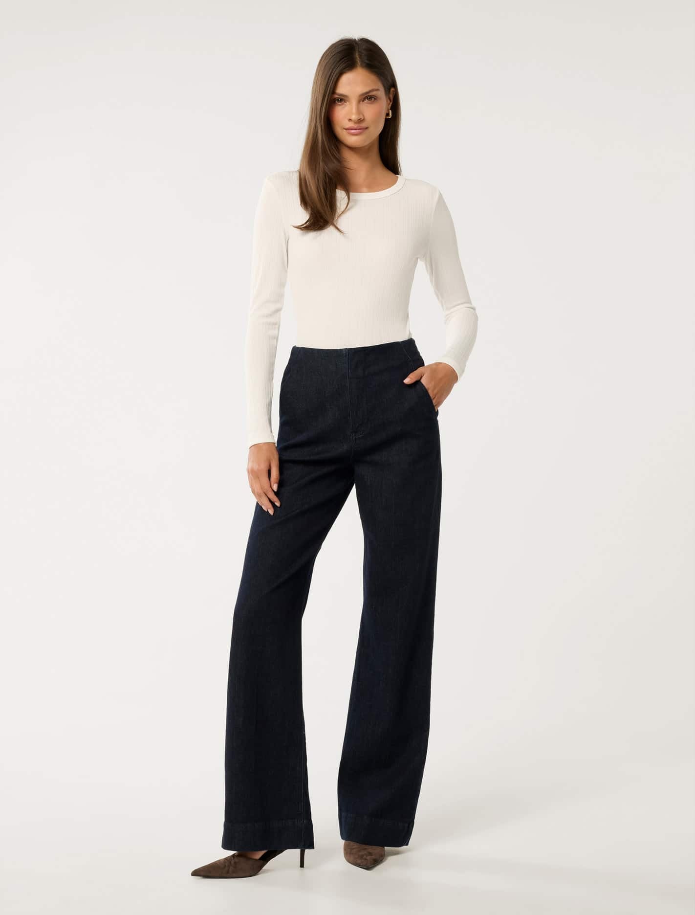 Miller Crew-Neck Rib Top Porcelain