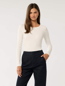 Miller Crew-Neck Rib Top Porcelain
