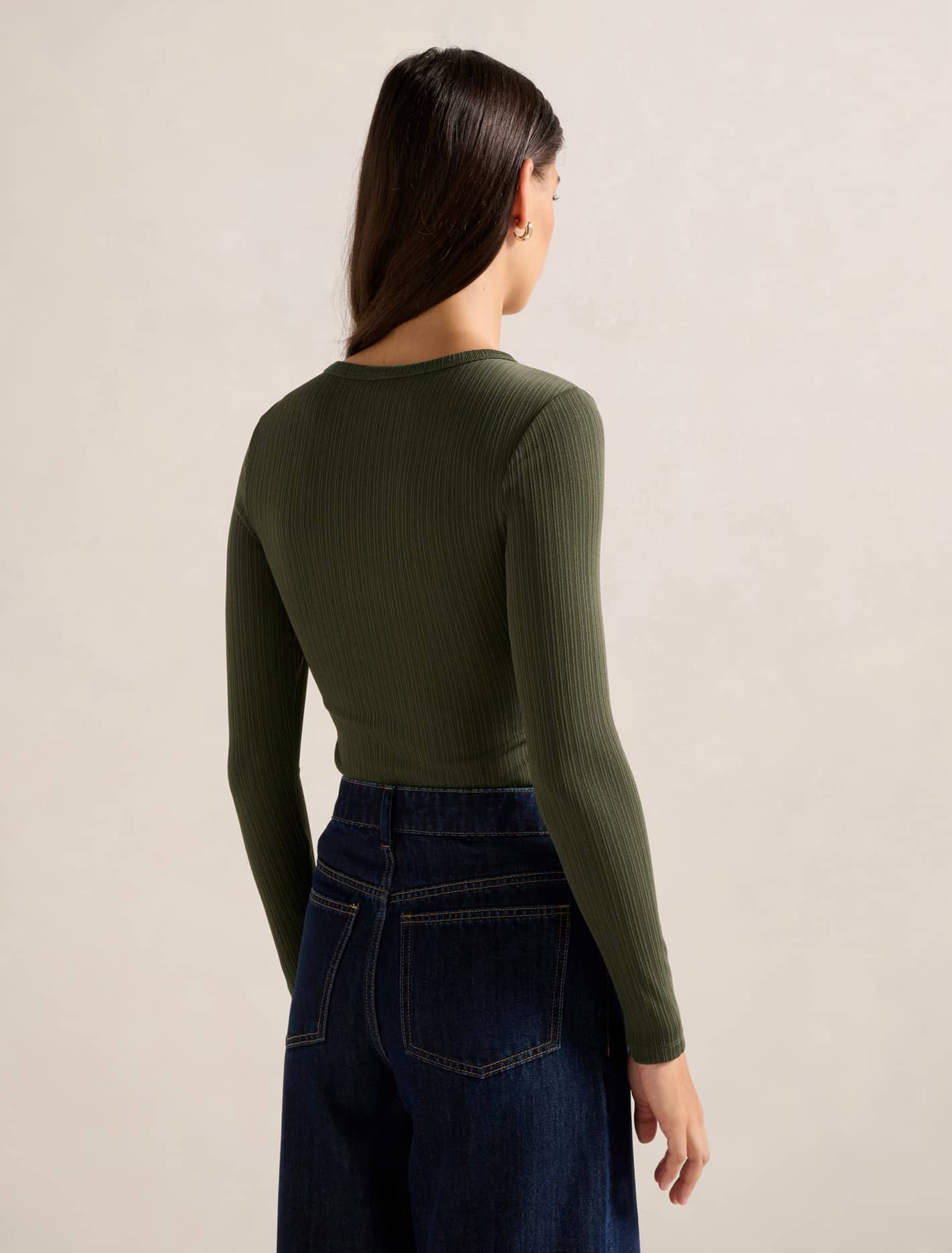 Miller Crew Neck Rib Top Olive Green