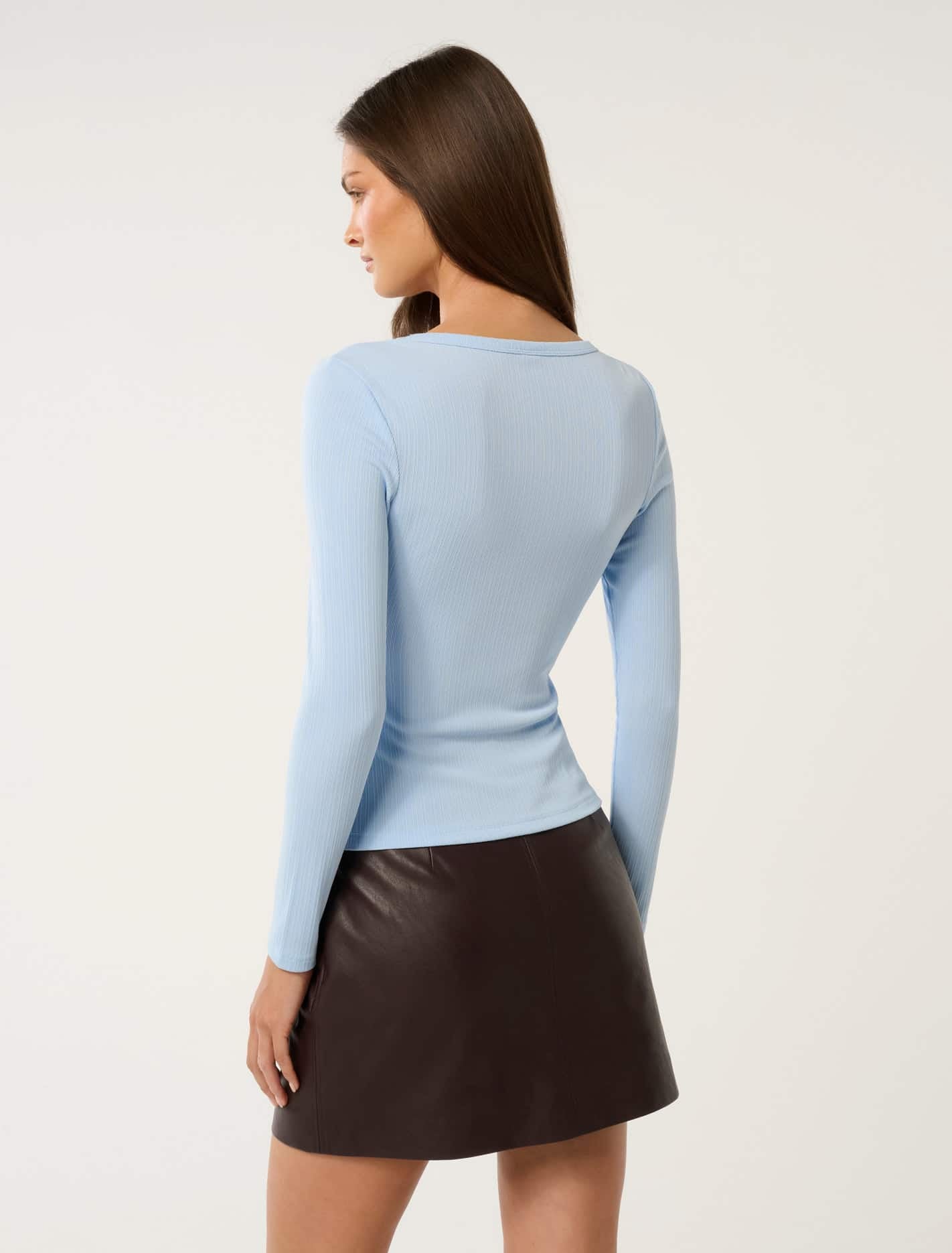 Miller Crew Neck Rib Top Misty Sky