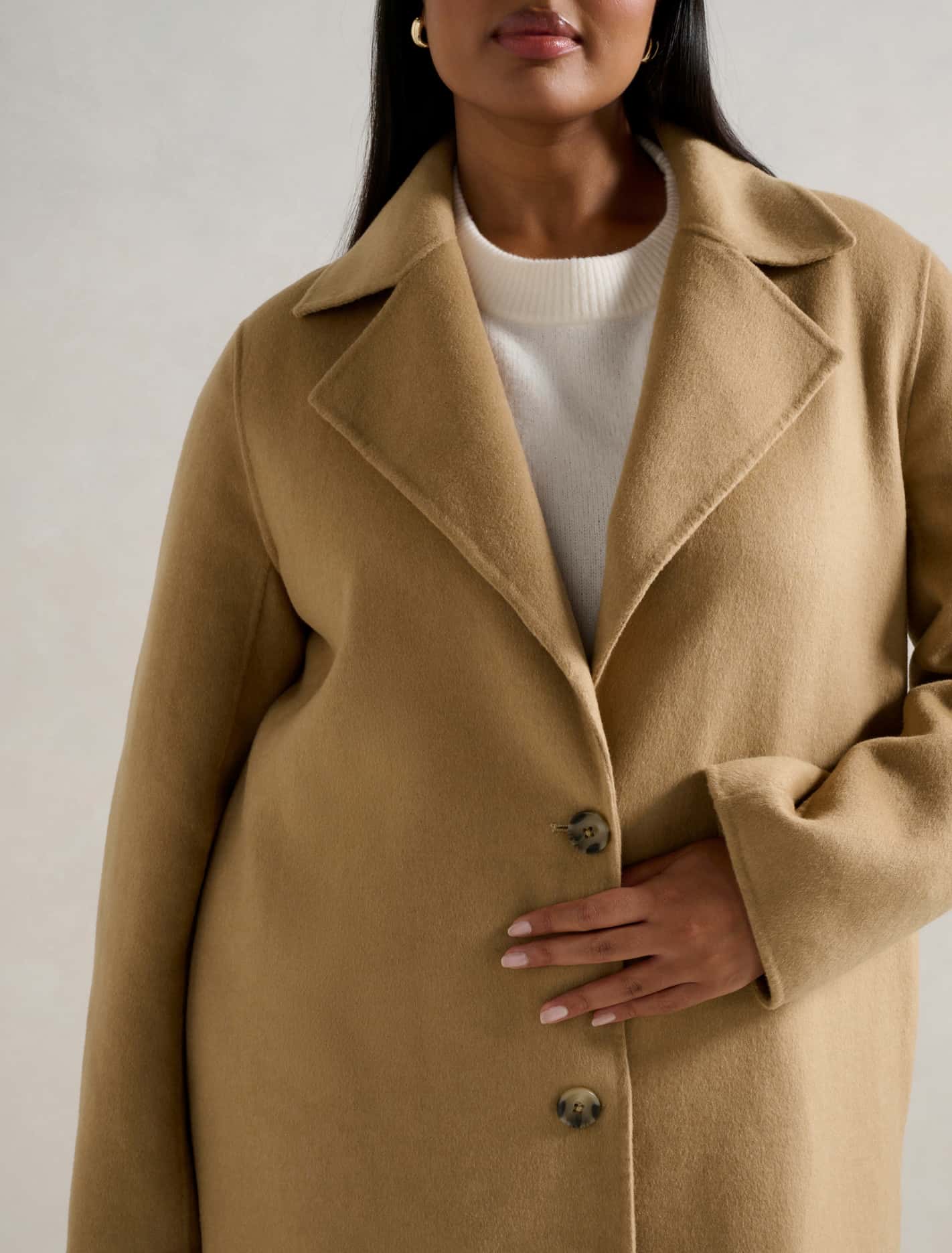 Madi Felled Mid Length Coat Camel